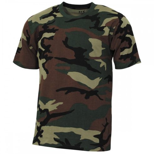US T-Shirt, "Streetstyle", woodland - póló, rövid ujjú, woodland, terepmintás, MFH