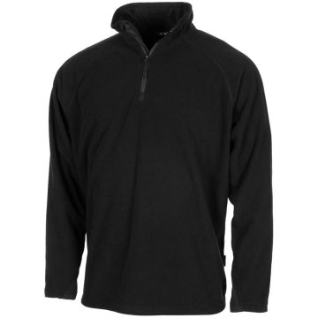   MFH Shirt, "Troyer", Microfleece, long-sleeved, black, 200g/m² - polár pulóver / fekete