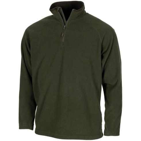 MFH Shirt, "Troyer", Microfleece, long-sleeved, OD green, 200g/m² - polár pulóver / oliva zöld