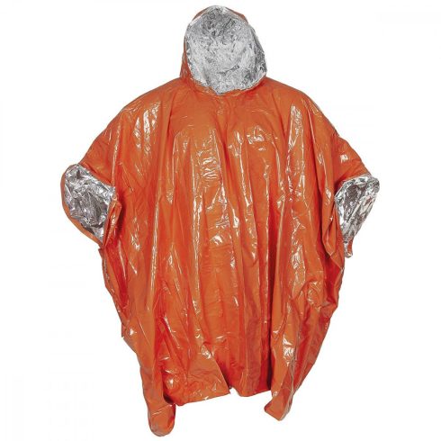 Emergency Poncho, orange, one side aluminium-coated - elsősegély poncho