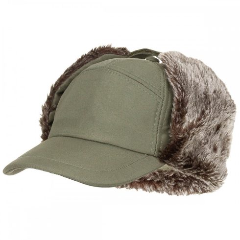 Winter Cap, "Trapper", OD green - téli sapka, zöld, fülvédő