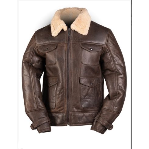 US NAVY A4 SHEEPSKIN LEATHER JACKET - MIL-TEC, irhabőr dzseki, báránybőr, bárányirha, bőrdzseki