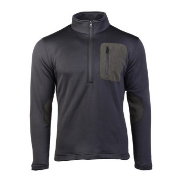  BLACK THERMO-FLEECE ZIP-PULLOVER - félcipzáras polár pulóver, fekete
