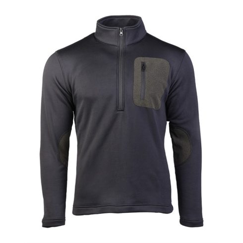 BLACK THERMO-FLEECE ZIP-PULLOVER - félcipzáras polár pulóver, fekete