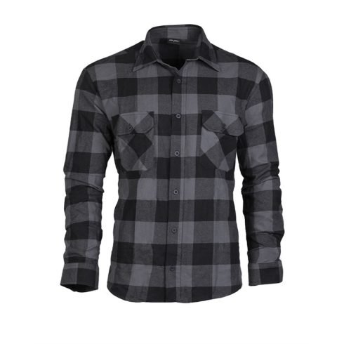 BLACK/GREY FLANNEL SHIRT LIGHT -  kockás ing, favágó ing, nyári, fekete, szürke, MIL-TEC