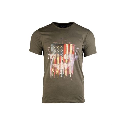 OD T-SHIRT ′USAF′ - póló, rövid ujjú, oliv, "Top Gun", MIL-TEC