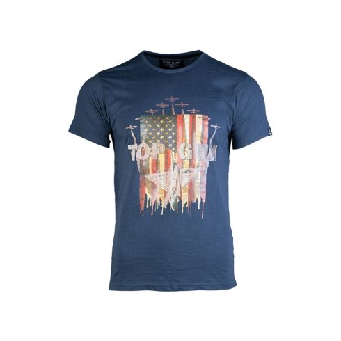 DARK BLUE T-SHIRT ′USAF′ - póló, rövid ujjú, sötétkék, "TOP GUN", MIL-TEC