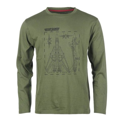 OD LONG SLEEVE SHIRT ′TOP GUN′ - hosszú ujjú poló, olíva zöld