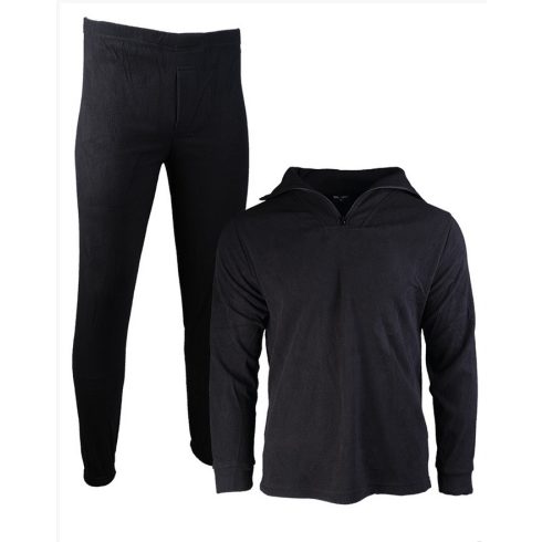 Miltec BLACK THERMOFLEECE UNDERWEAR WITH ZIPPER - aláöltöző szett, fekete