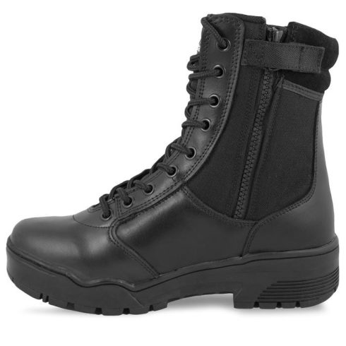 MIL-TEC leather/cordura tactical boots w. zip fekete