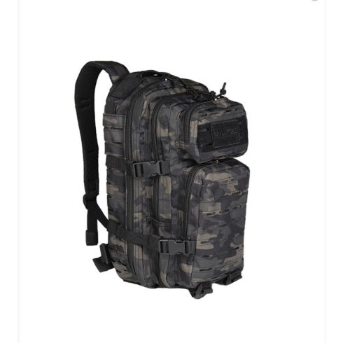 DARK CAMO LASER CUT ASSAULT BACKPACK SMALL - MIL-TEC, lézervágott, hátizsák, kicsi, 20 l, dark camo, terepmintás fekete