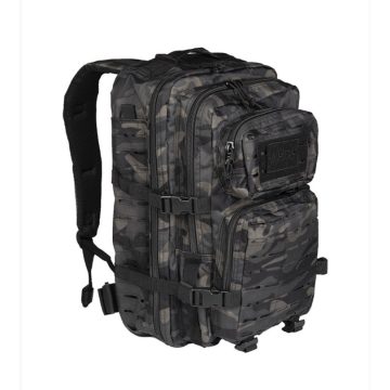   DARK CAMO LASER CUT ASSAULT BACKPACK LARGE - MIL-TEC, lézervágott, hátizsák, nagy, 36 l, dark camo, terepmintás fekete