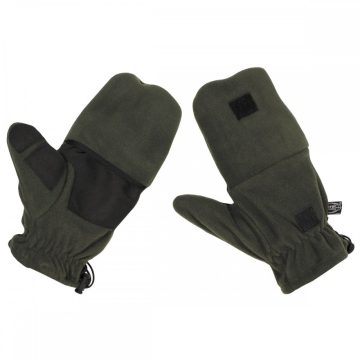 MFH Fleece Gloves, OD green, with pull loops téli kesztyű