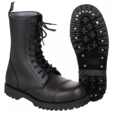   Boots, 10-hole, "Pure Trash", black, steel cap, screws - MFH, bakancs, 10 lukas, acélbetétes, fekete