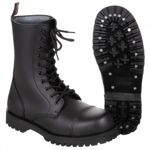 Boots, 10-hole, "Pure Trash", black, steel cap, screws - MFH, bakancs, 10 lukas, acélbetétes, fekete