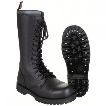   Boots, 14-hole, "Pure Trash", black, steel cap, screws - MFH, bakancs, 14 lukas, acélbetétes, fekete