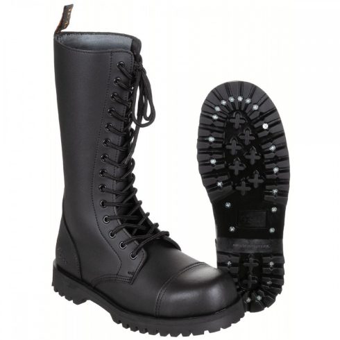 Boots, 14-hole, "Pure Trash", black, steel cap, screws - MFH, bakancs, 14 lukas, acélbetétes, fekete