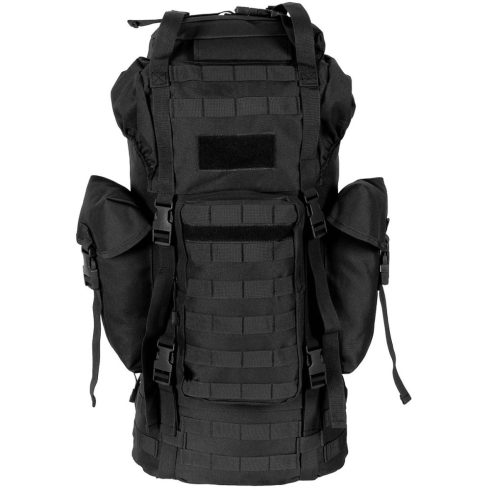 MFH - BW Combat Backpack, "MOLLE", 65 l, aluminium rod, black - merevített hátizsák / fekete