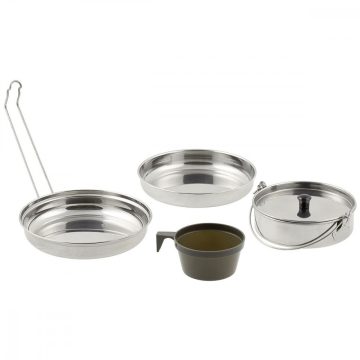   Mess Kit, Stainless Steel, 5-part főzőkészlet, hordozható