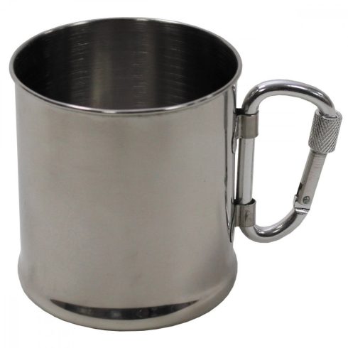 Cup, Stainless Steel, carabiner, single-walled, ca. 220 ml - fém bögre