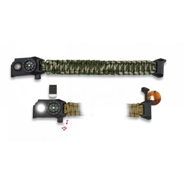   BARBARIC Survival paracord bracelet - Paracord karkötő, led, síp, iránytű, több színben