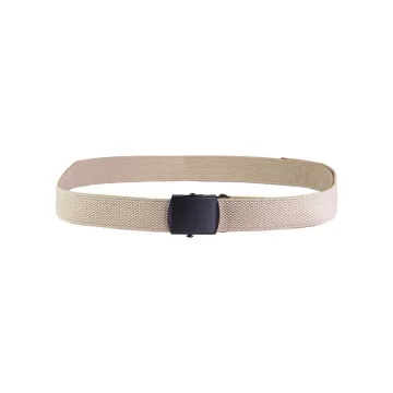   US KHAKI BELT COTTON BLACK BUCKLE - öv, csúszócsat, khaki, homokszín, MIL-TEC