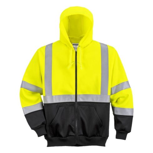 B315 - Hi-Vis kéttónusú kapucnis pulóver - sárga/fekete