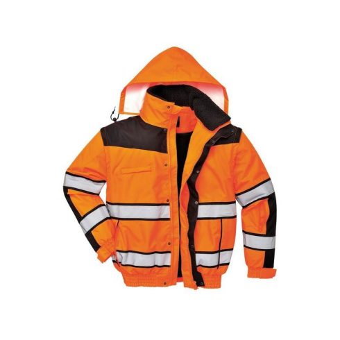 C466 - Hi-Vis Classic Bomber dzseki - narancs/fekete