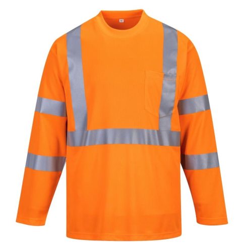 S191 - Hivis hosszú ujjú póló zsebbel - narancs