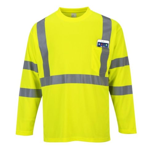 S191 - Hivis hosszú ujjú póló zsebbel - sárga