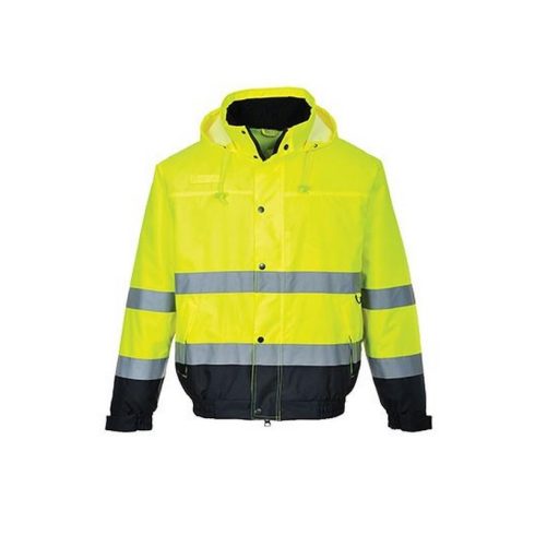 S266 - Hi-Vis kéttónusú bomber kabát - sárga / tengerészkék