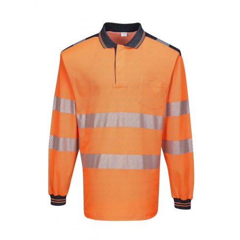 T184 - PW3 Hi-Vis hosszú ujjú pólóing - narancs / fekete