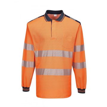   T184 - PW3 Hi-Vis hosszú ujjú pólóing - narancs / tengerészkék