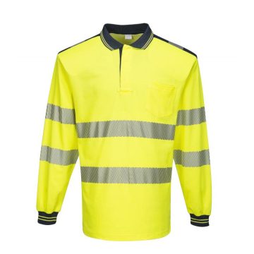   T184 - PW3 Hi-Vis hosszú ujjú pólóing - sárga / tengerészkék
