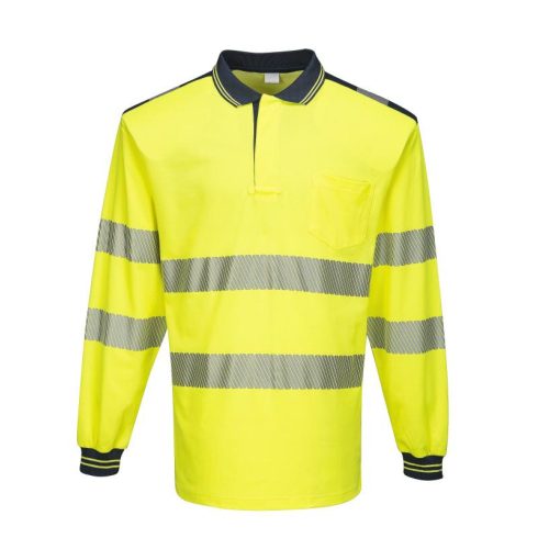 T184 - PW3 Hi-Vis hosszú ujjú pólóing - sárga / tengerészkék